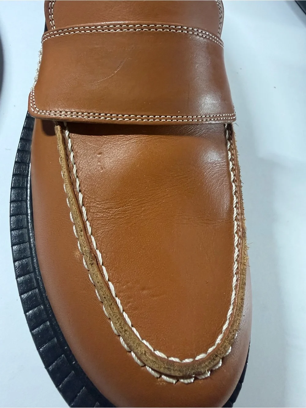 ATP ATELIER Tan Leather Lug-Sole Penny Loafers size6.5